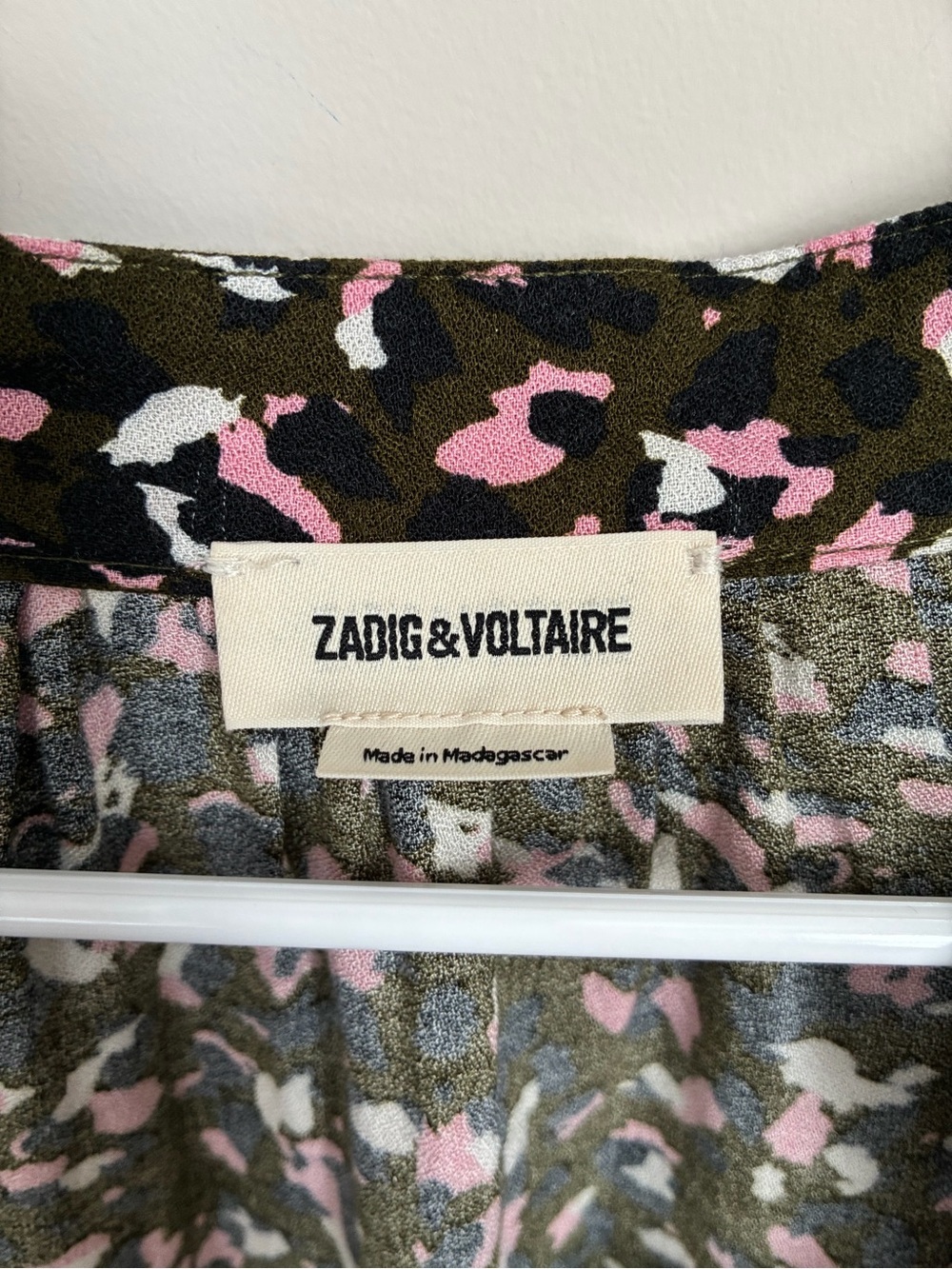 Zadig & Voltaire Paris Tink Leo Olive Abstract Blouse Size Medium - Picture 6 of 9